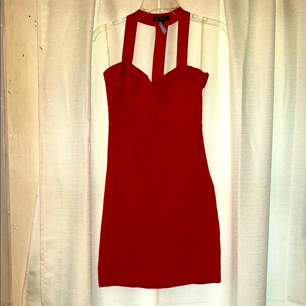 Elegant Red Halter Dress